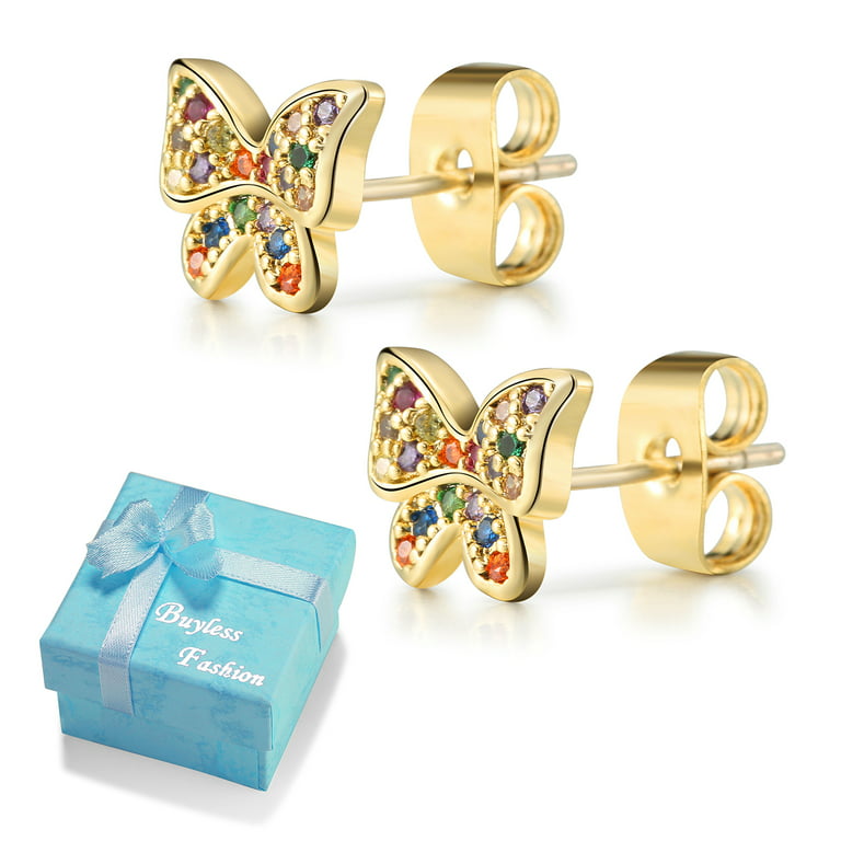 2 Pcs Kids Cute Simple Stainless Steel Butterfly Fairy Decor Necklace &  Stud Earrings Set For Girls Fashion Street Jewelry For Daily Life