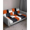 thumbnail image 3 of Burnt Orange Black Grey Sofa Couch Cushion Covers Washable, Removable Stretchable Sectional Couch Covers, Geometric Modernism Color Block Slipcovers for L & T Shape Sofa Protector S Size 2 pcs, 3 of 7
