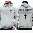 thumbnail image 5 of God First Christian Double Sided Hoodie – Bold Faith Quote Pullover with Cross Graphic, Religious Streetwear for Men & Women, Daily Reminder Faith-Based Hoodie, 5 of 7