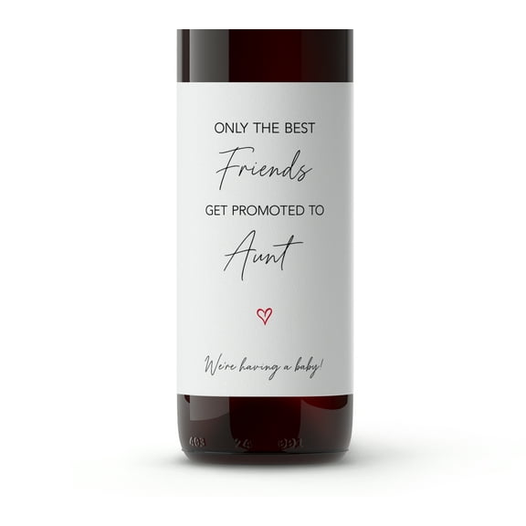 FRIENDS Pregnancy Announcement Wine Labels ● SET of 4 ● Only the Best FRIENDS Get Promoted to AUNT Labels, Aunts, Minimalist Pregnancy Reveal Wine Bottle Label Baby Reveal WATERPROOF A202-4F