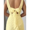 thumbnail image 4 of Pale Yellow Square Neck Sleeveless Textured Knit Maxi Dress With Open Back Bowknot, Elegant Fitted Party Gown, 4 of 8