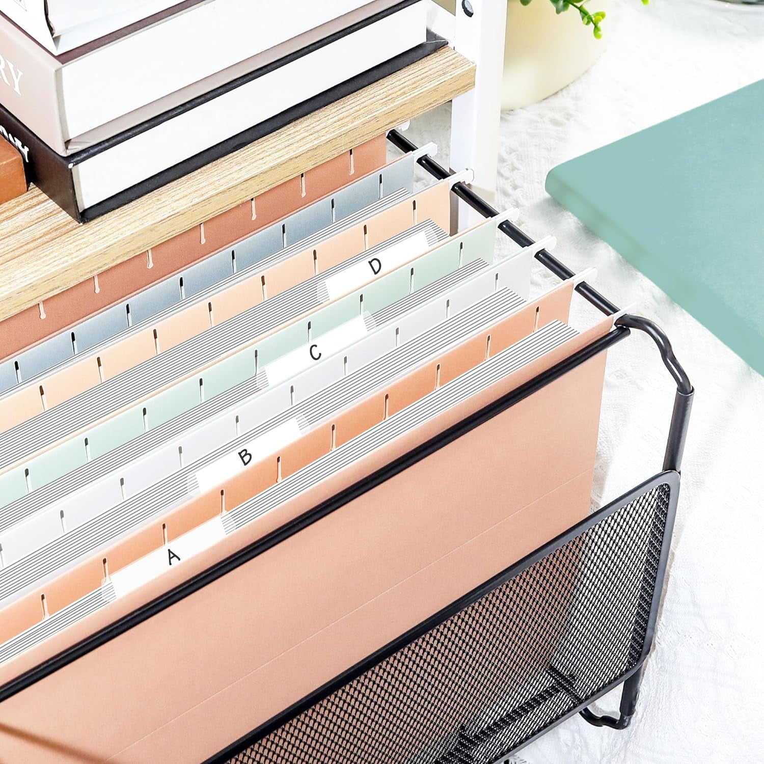 Hanging File Folders Letter Size, Pastel Colors, 25 Count Letter Size File Folders with 1/5-cut Tabs, Heavy Duty 1 Inch Expansion, Stay Organized for Your Home and Office Bulk File