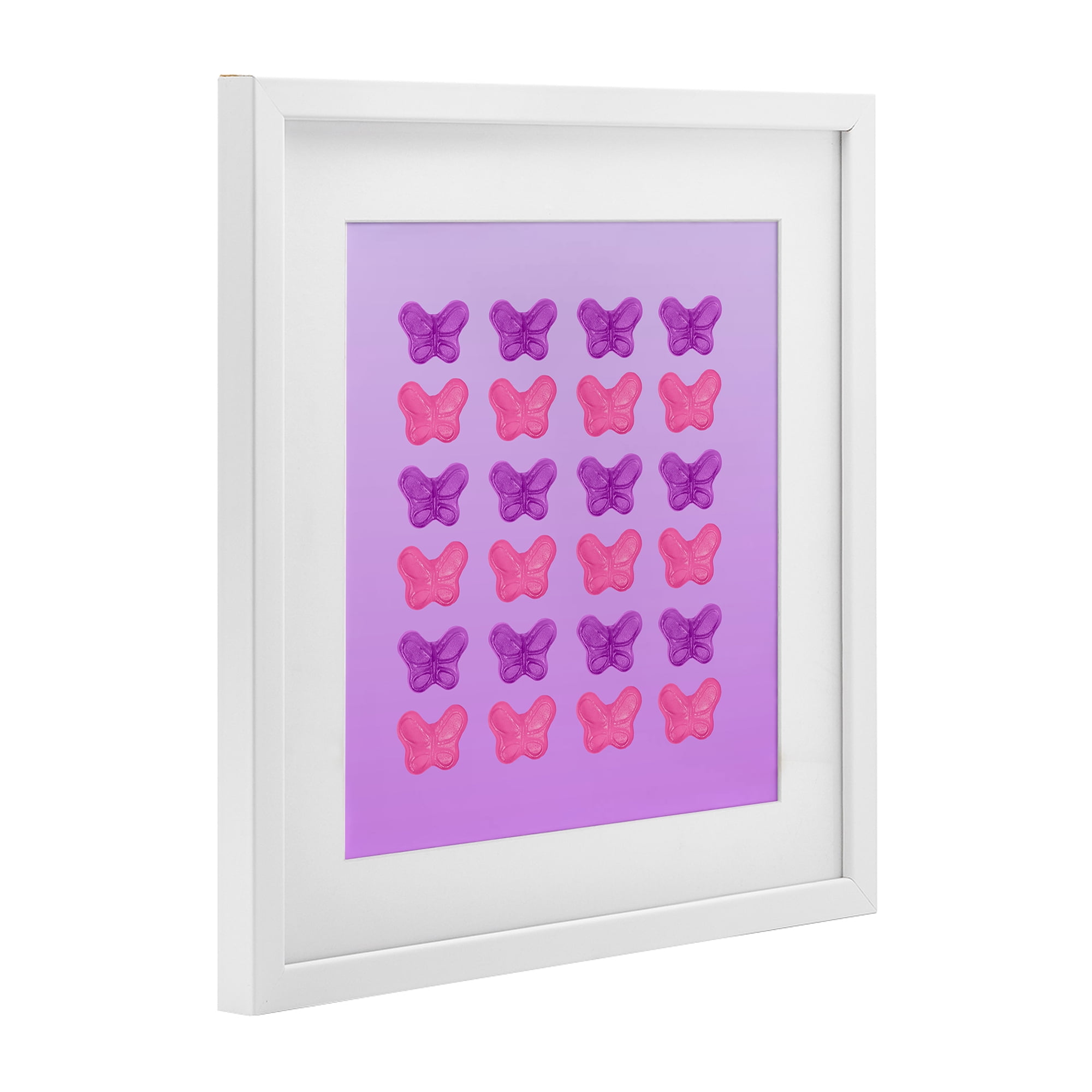 Stupell Industries Purple & Pink Butterfly Candies White Framed Print Under Glass, design by LISH Creative