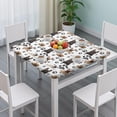 thumbnail image 3 of French Bulldog Footprint Square Fitted Tablecloth with Elastic Edge,Square Table Cover,Washable Elastic Table Cover for Home Kitchen Party Decor 34"x34", 3 of 6