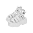 thumbnail image 6 of READYSALTED Women's Chunky Goth Platform Sandals Buckle Ankle Strap Gladiator Sandals Block Heel(White,Size 6), 6 of 9