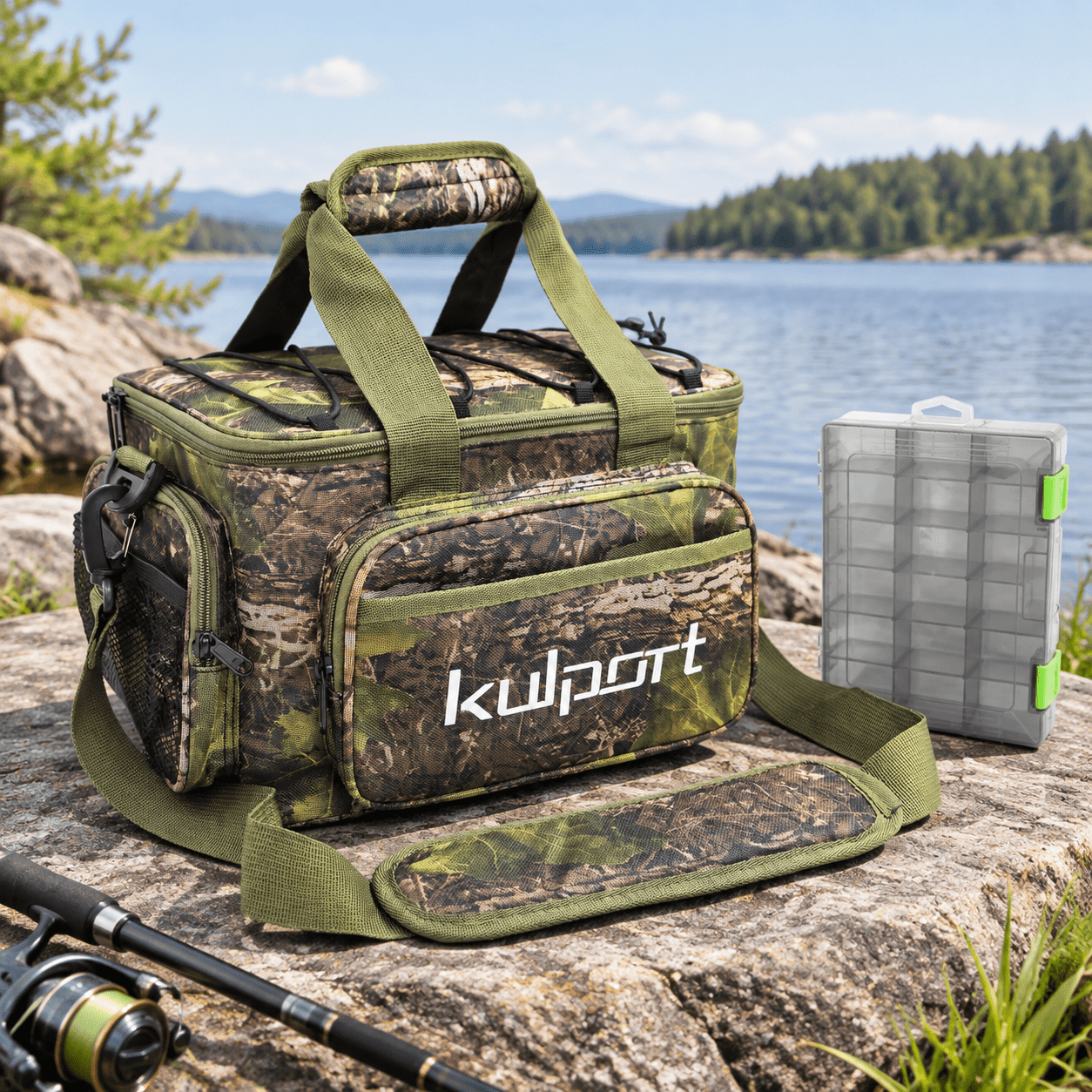 Medium Multicolor Fishing Tackle Bag with 3600 Tray Freshwater and Saltwater Use