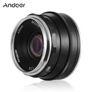Angle View: Andoer 35mm F1.6 Manual Focus Lens Large Aperture Compatible with Olympus EPM2/E-PL7/ E-PL8/E-P5/E-P6 Compatible with G5/G6/G7/G85/GF8/GF8/GM10/GH4/GH5 M43-Mount Mirrorless Cameras