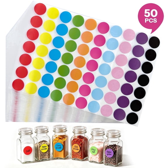 AGCAN 50 Pcs Colored Dot Stickers, 3/4" Removable Round Circle Stickers, Multicolor Coding Label for Office,Classroom,Family