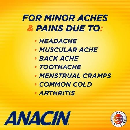 Anacin Fast Pain Relief Pain Reducer Aspirin Tablets, 300 Tablets
