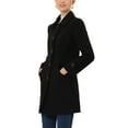 thumbnail image 4 of INSPIRE CHIC Women's Peter Pan Collar Winter Outwear Trench Pea Coats L Black, 4 of 7
