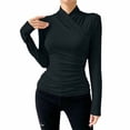 thumbnail image 2 of Long Sleeve Shirts for Women Fitted Shirts Draped Tops Classy Outfits Layering Tops Fall Tops Formal Tops Beach Vacation Y2k Basic Shirts Fall Outfits Date Night Outfit, 2 of 4