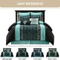 thumbnail image 5 of Nanshing Arabesque 8 Piece Damask Jacquard Comforter Set, Black/Blue, Queen, 5 of 7