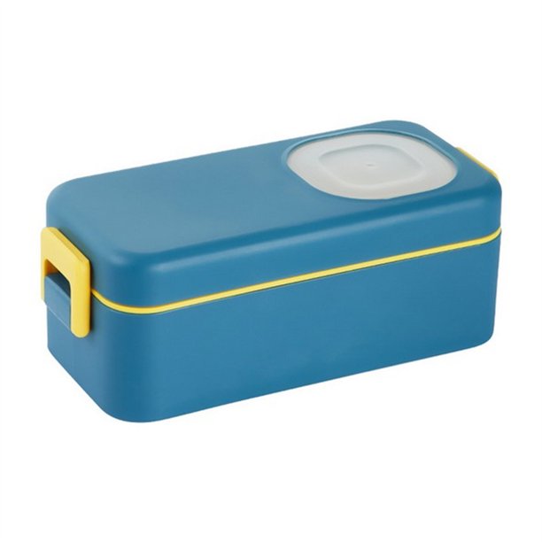 Xihbxyly Ofertas del día del programa Today Show Fiambrera portátil para estudiantes para trabajadores de oficina, fiambrera rectangular doble capa con tenedor y cuchara, caja de regalo
