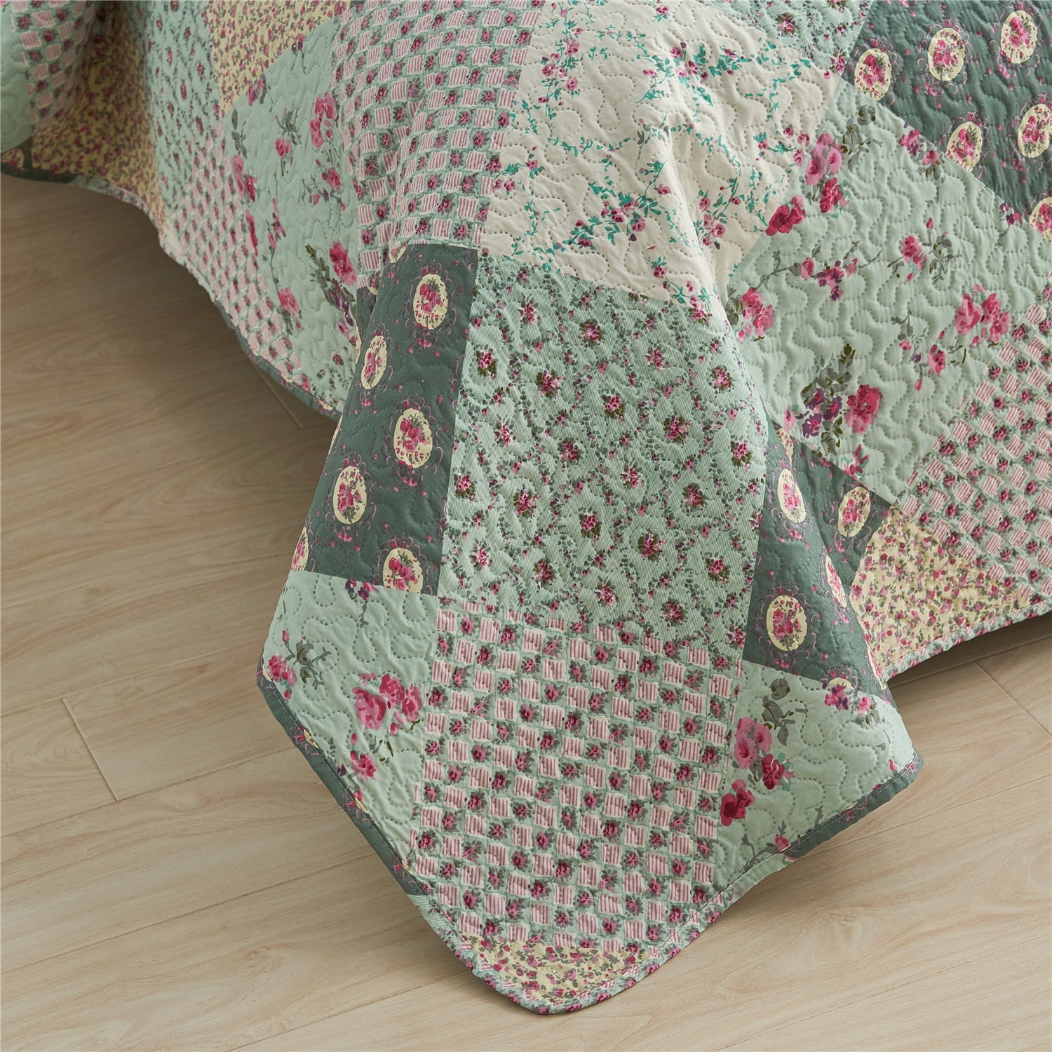 JML Quilt Set, Queen, Pastorale Green, 3 Piece