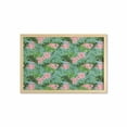 thumbnail image 1 of Luau Wall Art with Frame, Exotic Illustration of Leaves and Pastel Tone Plumeria Flowers Repeated, Printed Fabric Poster for Bathroom Living Room, 35" x 23", Teal Green, by Ambesonne, 1 of 2