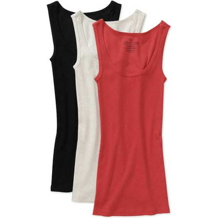 Faded Glory Women's Cotton Rib Tank, 3-Pack