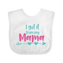 Inktastic I Got It from My Mama, Mom, Mother, Arrow, Hearts Boys or Girls Baby Bib