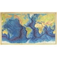 thumbnail image 2 of Vintage Maps 24x16 Black Modern Framed Museum Art Print Titled - Relief map of the World Ocean Floor, 2 of 4