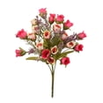 thumbnail image 2 of Wine Red 5 Heads Mini Rose Bud Artificial Flower Bouquet, Fake Roses, Home Decor, Wedding Handheld Flowers, Artificial Flower Arrangement, Easter Decor, Room, Bedroom, Wedding Decor, Durable, 1pc, 2 of 5