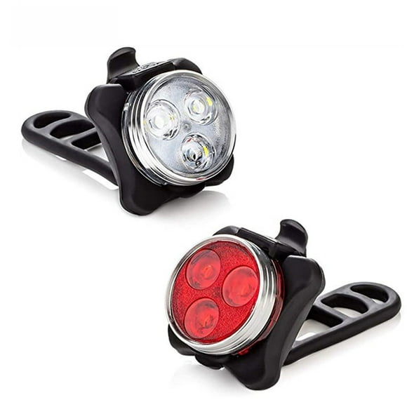 USB-Rechargeable COB Bike Light Set: High-Visibility Front & Rear Lamps for Night Cycling Safety, Essential International Riding Gear (White, Bagged)