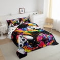 thumbnail image 3 of Manfei Kids Gamepad Controller Queen Comforter Set,Console Video Game Bedding Sets,Watercolor Splatter Ink Bedding Comforter Set For Boys,Luxury Bedroom Decor Reversible,3pcs, 3 of 8