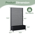 thumbnail image 2 of AwayHome 73"H x 47"W x 16"D Black Galvanized Metal Slatted Outdoor Privacy Planter Box with Trellis and Wheels, 2 of 7