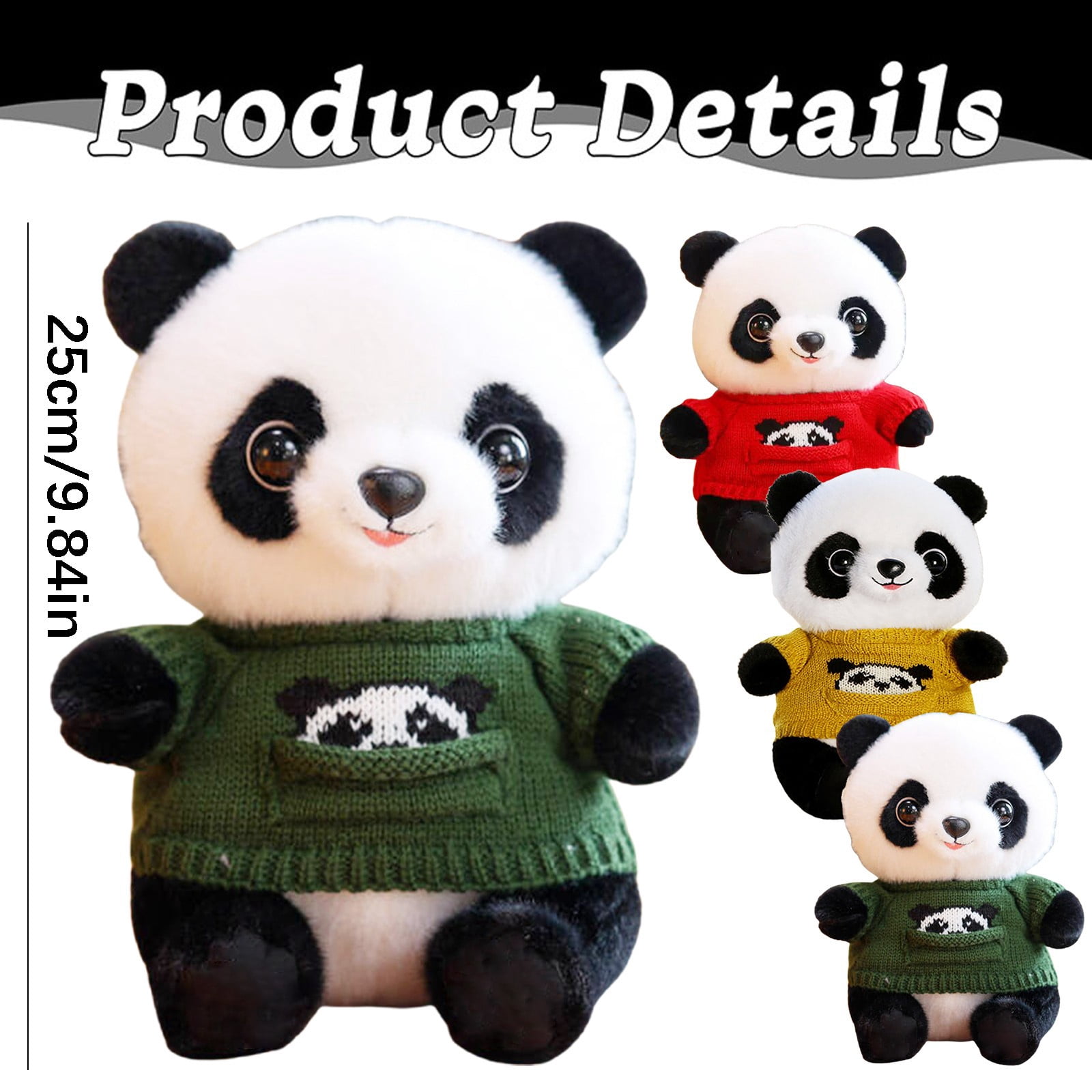 RUIG 9.8 Inch Panda Stuffed Animal Plush Toys for Kids, Cute Panda Plush Toys, Soft Bear Stuffed Animals for Easter Basket Stuffers, Valentines Day Gifts, Kawaii Bear Plushies