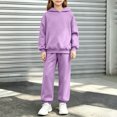 thumbnail image 2 of Enjoytime Girls Two Piece Set Long Sleeve Hooded Sweatshirt Pockets Sweatpants Outfits Fall Winter Soft Casual Sweatsuit Sets, 2 of 7