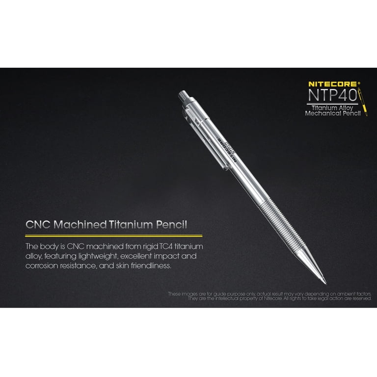 Nitecore NTP40 Titanium Alloy Mechanical Pencil - CNC Machined, 0.5mm German Schmidt Mechanism, Premium Writing
