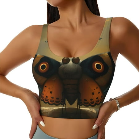 Qekee Majestic Butterfly Sunset for Removable Pads Sports Bra  Crop Tank Top  Womens  Sports Bra Long Style Without Steel Rims-XX-Large