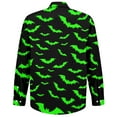 thumbnail image 6 of Domuza Long Sleeve Button Up Shirts for Men Halloween Novelty Spooky Print Loose Fit T Shirt Casual Lightweight Lapel Tops for Halloween Party Fluorescent Green 2XL, 6 of 7