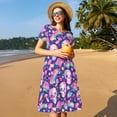 thumbnail image 4 of Easygdp Skull rainbow mushroom colorful para Vestido Transpirable de Mujer, Vestido Suelto de Manga Corta con Pliegues y Bolsillos para el Verano, 4 of 6