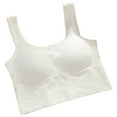 thumbnail image 2 of Sujetador deportivo de cobertura completa, estilo camiseta sin mangas, sin costuras, cómodo, sin aros, para mujer, para uso diario, color blanco, 2 of 12