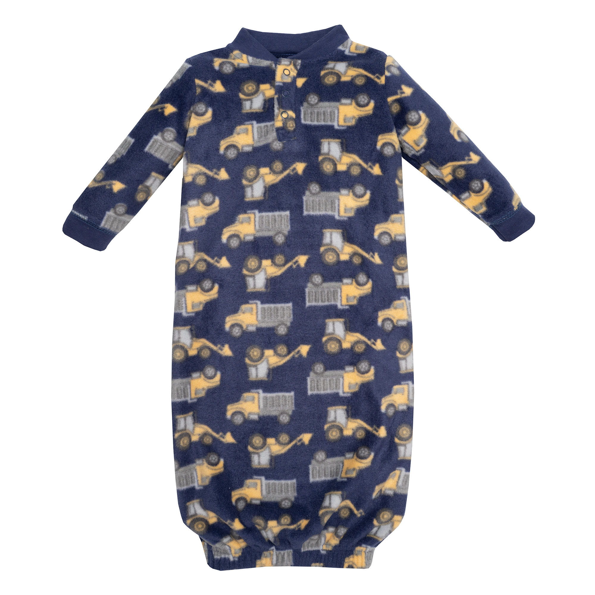 Hudson Baby Infant Boys Fleece Gowns, Construction Trucks, 0-6 Months
