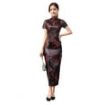 thumbnail image 3 of Dress Women Cheongsam Short Sleeve Front Split Vintage Long Dress Plum Qipao Chinese Traditional Dress Clothing, 3 of 8