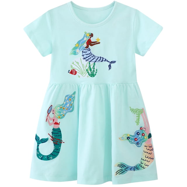 Vestido Clothes FreeLu para niña pequeña, manga corta, algodón 6T