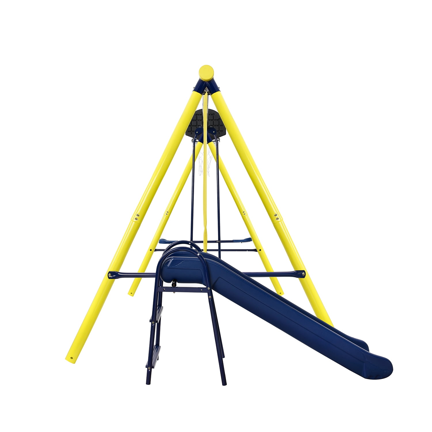 5 in 1 Outdoor Tolddler Swing Set, Playground Swing Sets with with Seesaw Swing, Basketball Hoop 5 in 1 Outdoor Tolddler Swing Set, Playground Swing Sets with with Seesaw Swing, Basketball Hoop