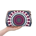 thumbnail image 2 of Large Clutch Leather Makeup Bag, Geometric Pattern Travel Toiletries Bag, Ladies Cosmetic Storage Bag, 2 of 6