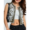 thumbnail image 6 of Yunliwuli Women Vest, Sleeveless Open Front Embroidery Flower Outwear Gilet for Casual Street, 6 of 10