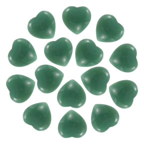 Uxcell 15 Pcs Natural Heart Shaped Crystal Stone, 0.6 Inch Mini Polished Love Gemstone Crystal, Pocket Rock Engraved Worry Stones for Women Gifts Meditation, Clear Green