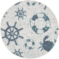 thumbnail image 2 of Unique Loom Outdoor Coastal Nautical Shells Rug 4' x 4' Round Ivory/Blue, 2 of 2