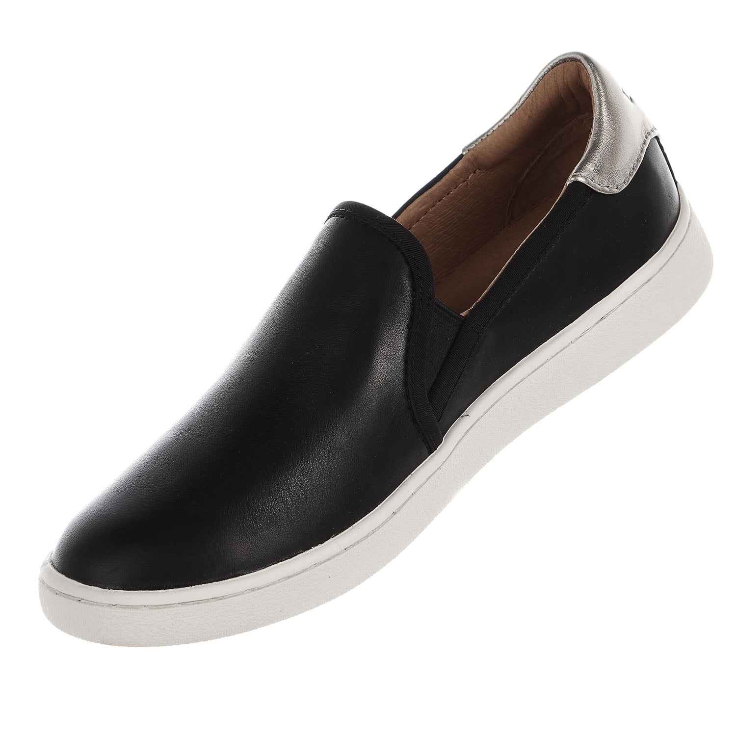 Ugg black leather slip on online sneakers