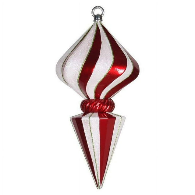 Vickerman M153501 Ornement de Noël Diamant Rayé Blanc Rouge