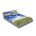 thumbnail image 2 of Ambesonne Colorful Fitted Sheet & Pillow Sham Set, Flowers Cloudy Sky, Full, Multicolor, 2 of 2