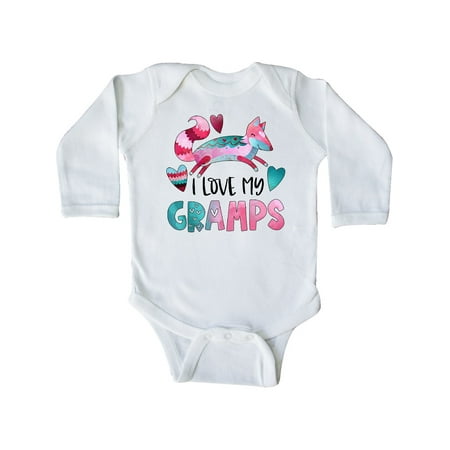 

Inktastic I Love My Gramps Pink and Blue Fox with Hearts Gift Baby Boy or Baby Girl Long Sleeve Bodysuit