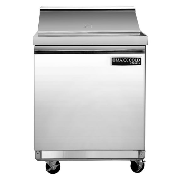 Maxx Cold V-Series 1 Door Refrigerated Mega Top Prep Table, 29"W, 7 cu ft, in Stainless Steel (MVR29MHC)