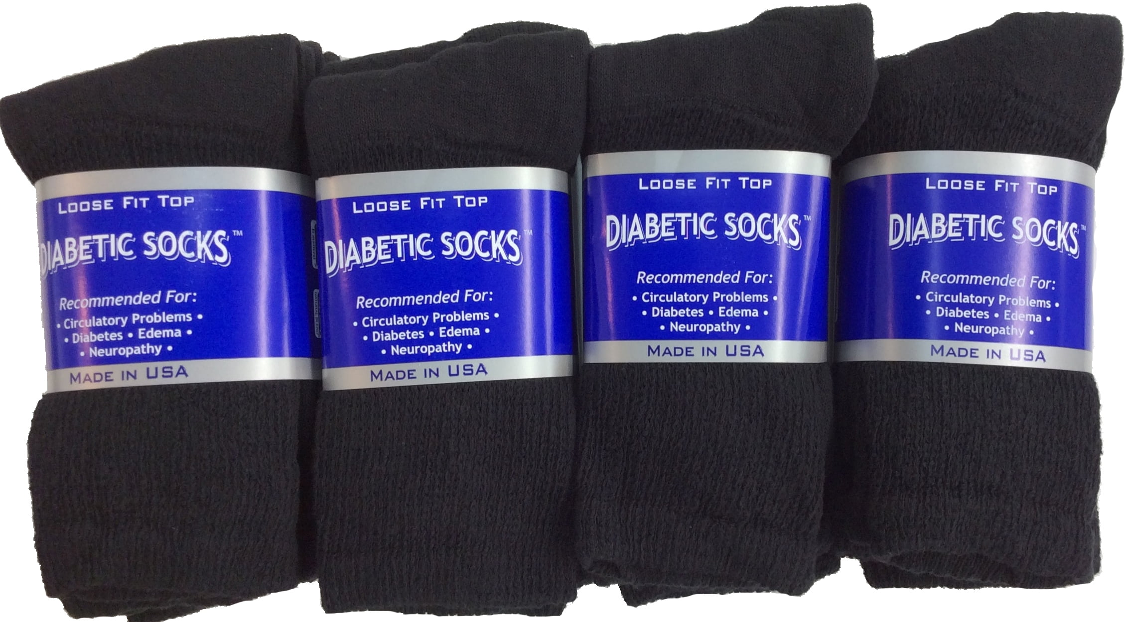 Creswell 18 Pairs Of Mens Black Diabetic Crew Socks 10-13 Size Made in ...