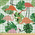 thumbnail image 2 of Ambesonne Tropical Fabric by the Yard Microfiber, Hipster Flamingo Monstera, 5 Yards, Salmon Pink, 2 of 4