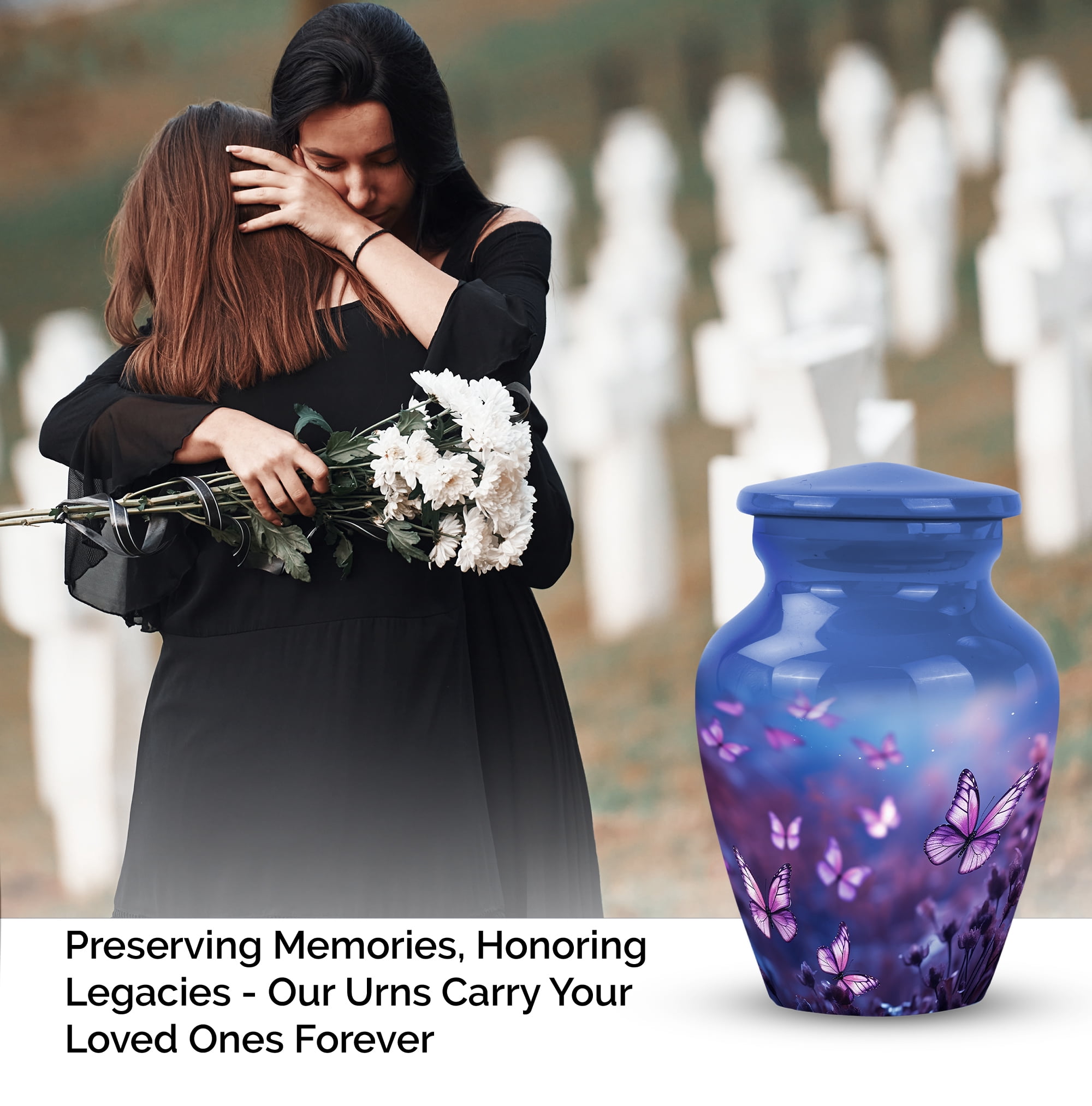 Urns For Women Human Ashes - Cremation Urn Human Ashes - Purple Urns - Butterfly Urn - Funeral Cremation Urns For Ashes - Cremation Urns For Adults - Memorial Keepsake (Size -3Inch,2Pcs)