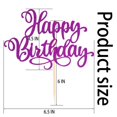 thumbnail image 5 of Decoración para tartas EIOAUY Happy Birthday, 23 cm, purpurina, color morado oscuro, 5 of 5